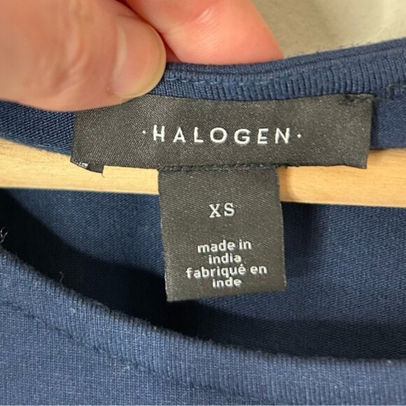 Halogen Women's Tank Top Blouse Navy Blue Draped side Size XS - Picture 6 of 11